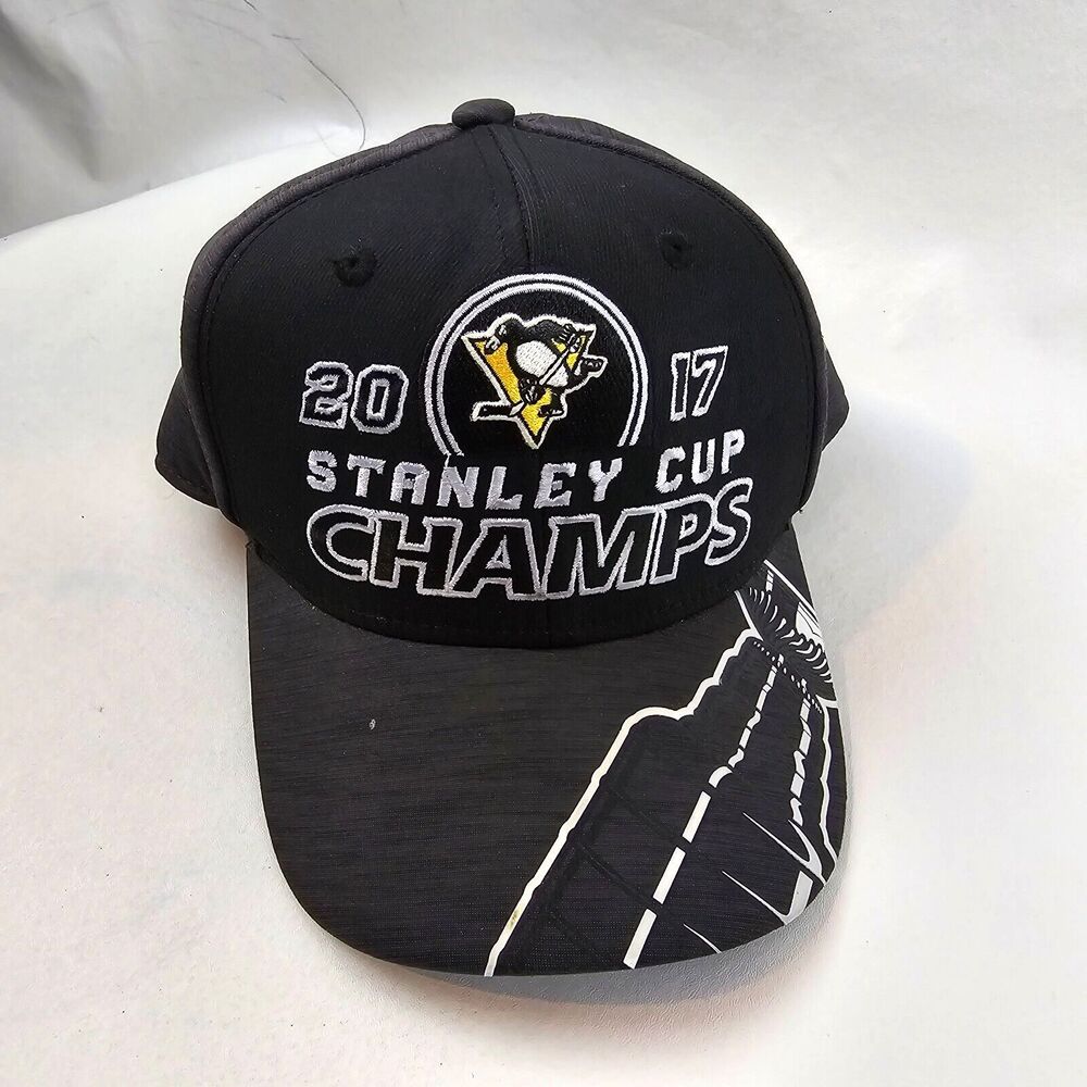 Pittsburgh Penguins Hat Mens Adjustable Black Reebok Stanley Cup Champs 2017